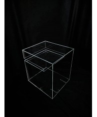 cube présentoir avec étagère plexi